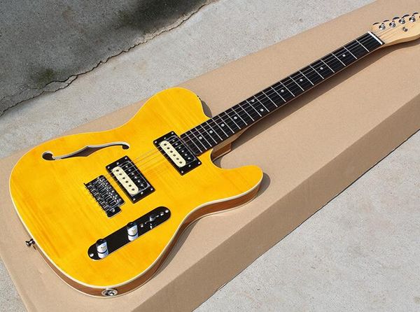 

бесплатная доставка yello тело электрическая гитара с hh пикапы, rosewood грифе, двухсторонняя binding, предлагая индивидуальные услуги, как