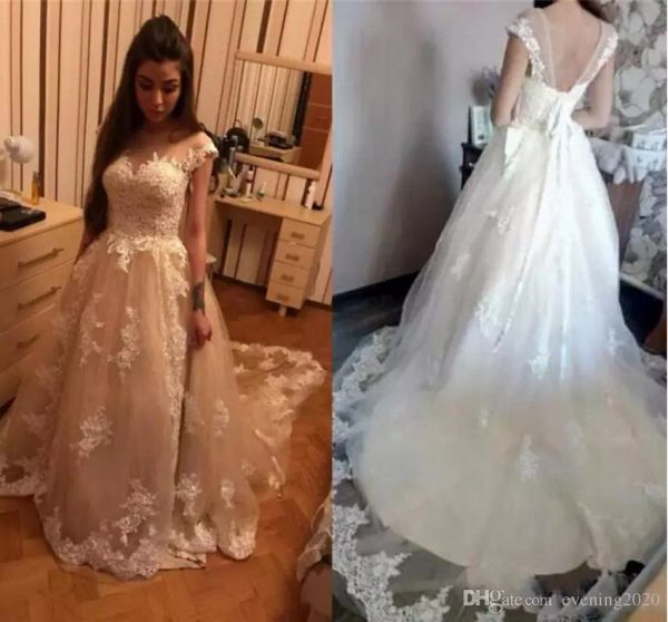 Discount 2018 Elegant Lace A Line Wedding Dresses Off Shoulder