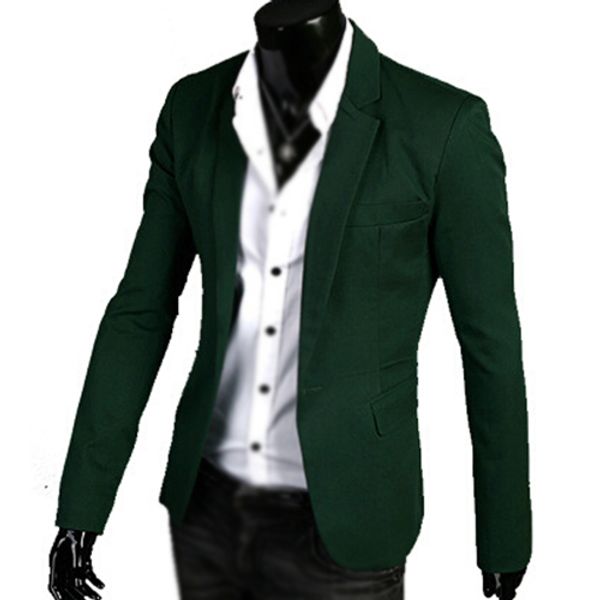 

syb 2016 new mens notched lapel one button closure casual blazer green, White;black