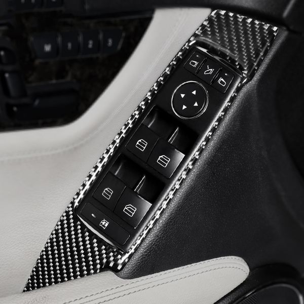 

for mercedes w204 c class car interior decoration carbon fiber window lifter switch control panel stickers armrest panel decals