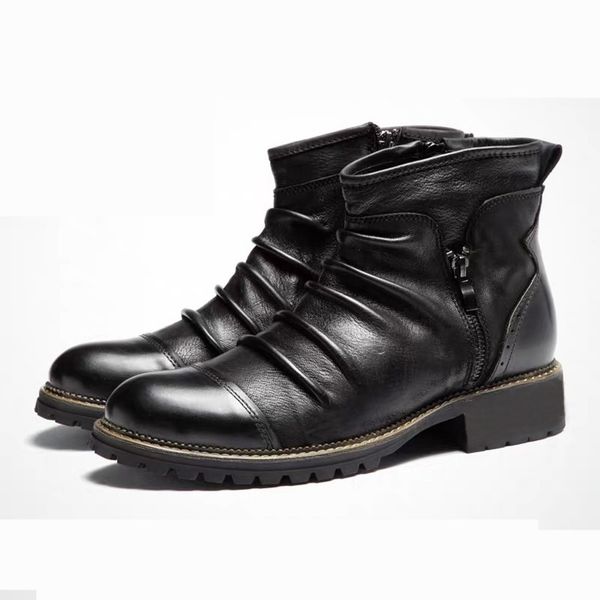

sagace boots fashion men's retro high-boots male ankle men casual rubber rain shoes waterproof 1120, Black
