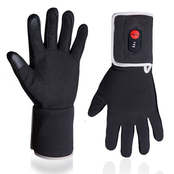 

winter electric heating gloves for riding biking fishing outdoor sports use 3-6 hours 2200mah battery heated gloves touch screen, Black