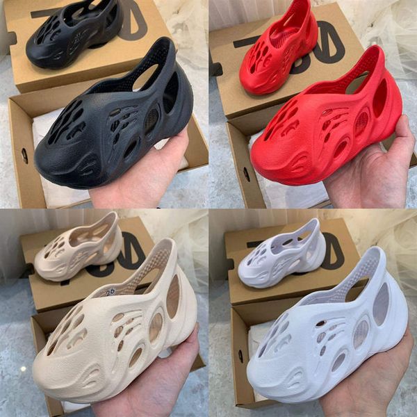 

2020 summer beach slipper foam runner luxury hole slides bone brand sandal children shoes boy girl youth kid size 24-35, Black;red