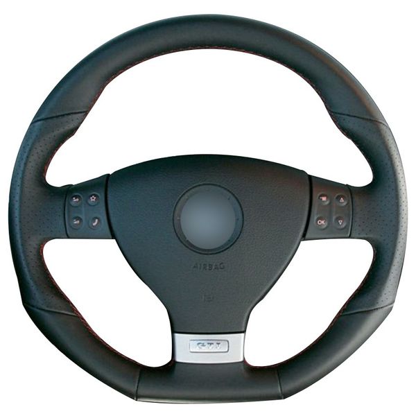 

black synthetic leather car steering wheel cover for volkswagen golf 5 mk5 gti vw golf 5 r32 passat r gt 2005