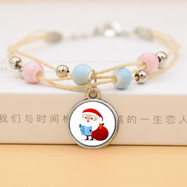 

cute santa claus bracelet handmade rope beaded gifts for kids color charm bracelets for women christmas jewelry 2019 luxurious, Black