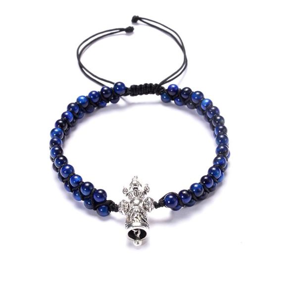 

тибетский ваджра белл шарм браслеты синий тигр глаз 4mm камни hadmade плетеный молитва мала, Golden;silver