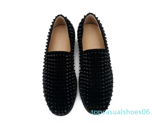 

designer shoes roller-boat men flat loafers red bottom platform casual spikes women sandal spikers trainers black blue wedding party t06