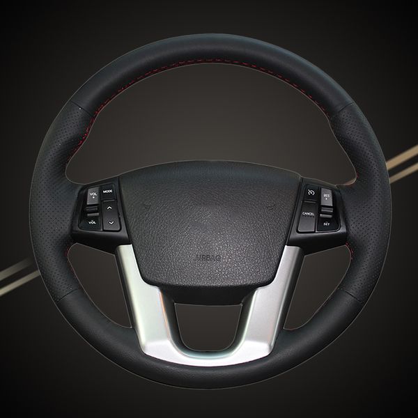

car braid on the steering wheel cover for kia sorento 2009-2014 kia cadenza k7 2011-2015 auto wheel braiding covers car-styling