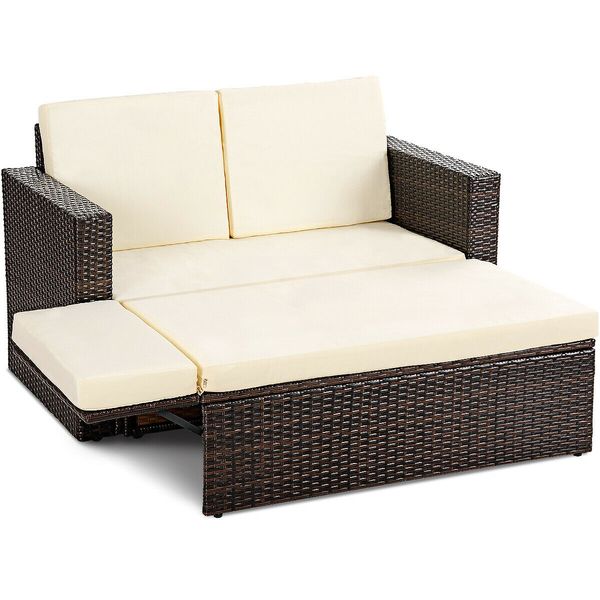 2019 Patio Rattan Loveseat Sofa Ottoman Daybed Garden Furniture Set W Cushions From Spr2198 324 63 Dhgate Com