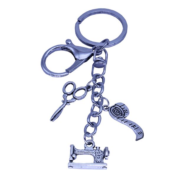 

sewing accessories gifts sewing machine ruler scissors charms key ring seamstress quilters gifts keychain, Silver