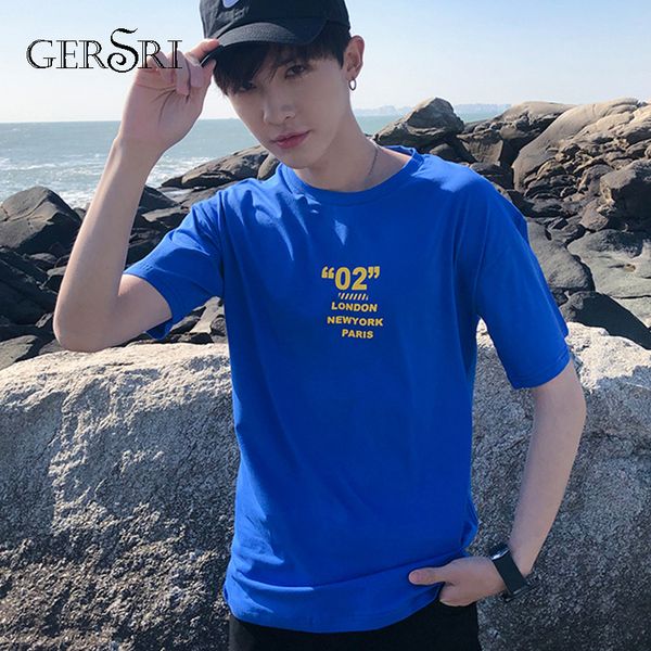 

gersri short sleeves t-shirts for boys cotton mens summer tees all-match brand fashion round neck t shirt male 3xl, White;black