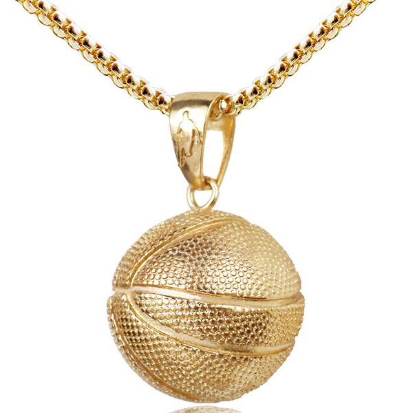 

3d basketball necklaces silver color pendant sports hip hop jewelry homme stainless steel chain for male fathes day gifts 2018