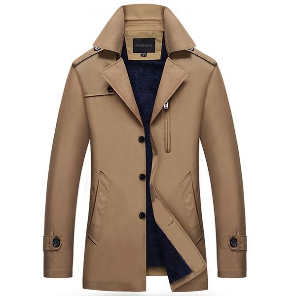 

tide winter trench men thick warm voguejacket long trench coat men clothing masculina overcoat windbreaker outwear, Tan;black