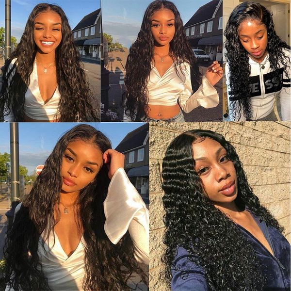 

human hair wigs for black women hd transparent 13x6 frontal lace front human hair wig pre plucked hairline with baby hair, Black;brown