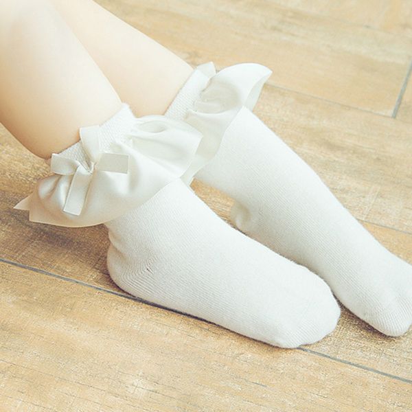 

sweet girls satin lace socks kids princess bow ruffle socks girls soft trim cotton toddler children's socks sokken chaussettes, Pink;yellow