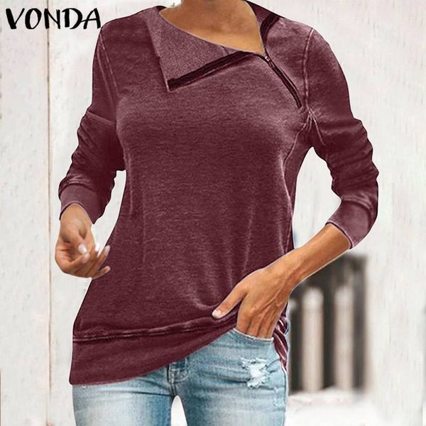 

s-5xl autumn long sleeve blouse 2020 vonda fashion irregular lapel neck shirts casual party tunic plus size vintage blusas, White