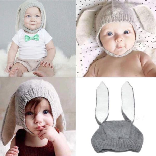 

симпатичный кролик уши дизайн шапки baby boy девушка теплый beanie корейский стиль прелестный теплый cap infant вязание winter hat new, Yellow