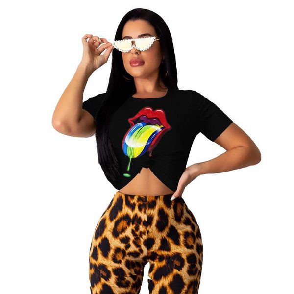 

2020 new arrival women's t-shirts fashion crew neck designer pattern printed short sleeve summer t-shirt streetwear 4colors wholesale, White