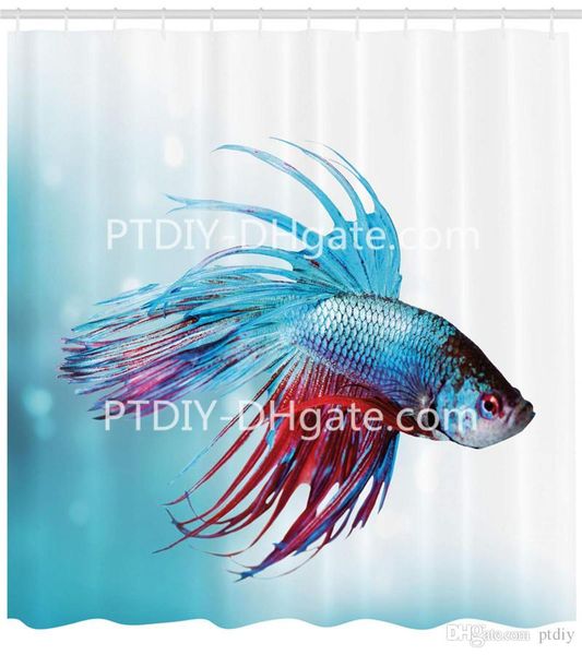 2019 Aquarium Shower Curtain Siamese Betta Fish Swimming In