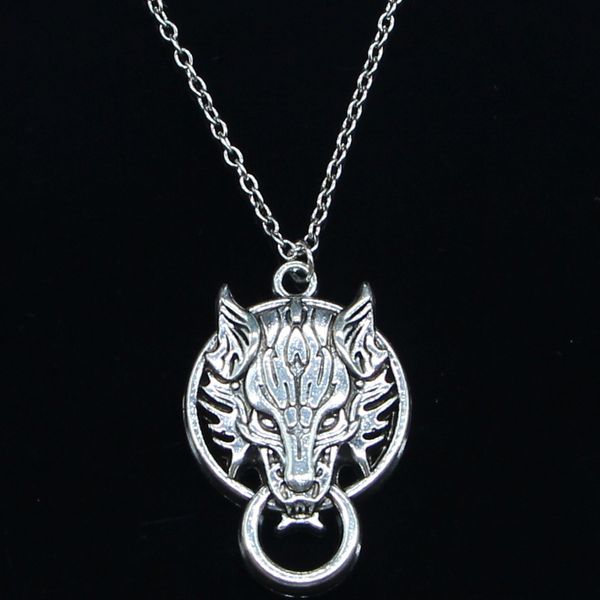 

20pcs new fashion necklace 39x25mm door latch guardian beast silver pendants short long women men colar gift jewelry choker