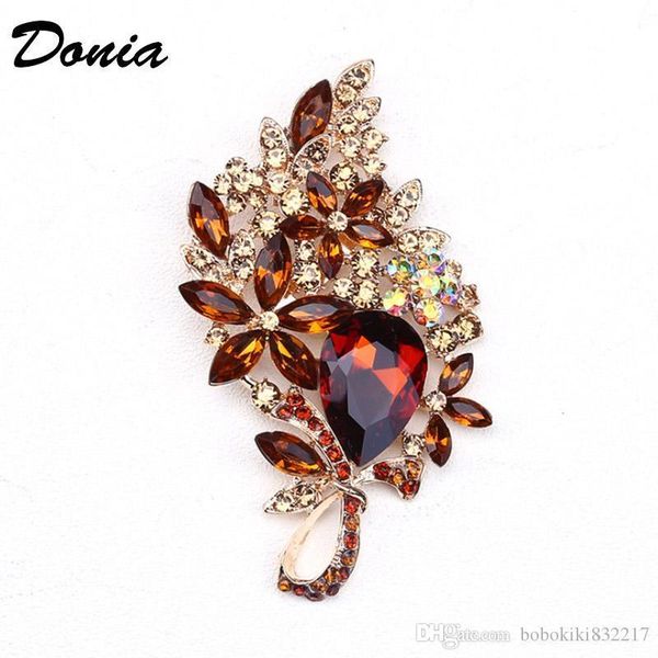 

donia jewelry flower fashion brooch color large glass brooch crystal glass brooch women's coat accessories pin exquisite gift, Gray