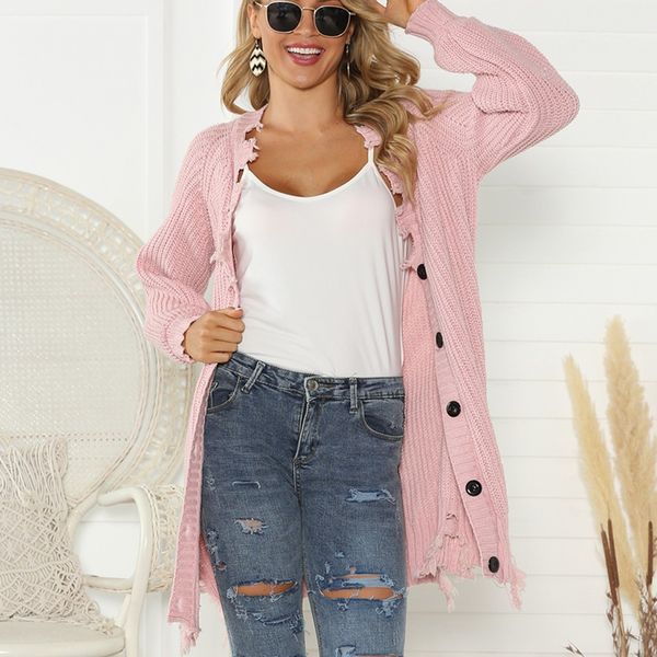 

new autumn women simple thin and moderate button irregular long-sleeved cardigan knisweater women's clothing f826, White