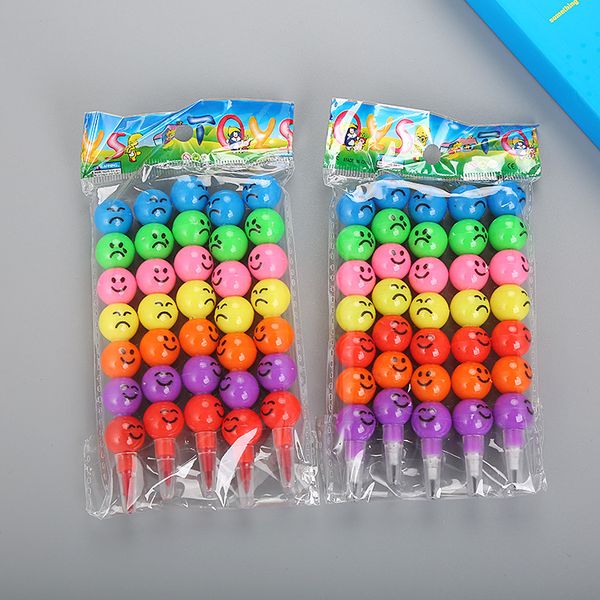 

40 pcs creative stationery cartoon student rock candy gourd 7 colors doodle pen cute expression smiling face pencil sharpener