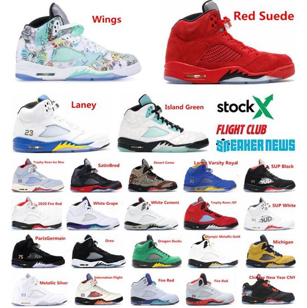 

jumpman trophy room 5s mens basketball shoes ice blue 5 laney yellow bred white cement men designer sport sneakers with box