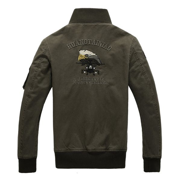 

winter men jacket brushed and thick air force one large size jacket men's embroidery badge jacket workwear coat, Black