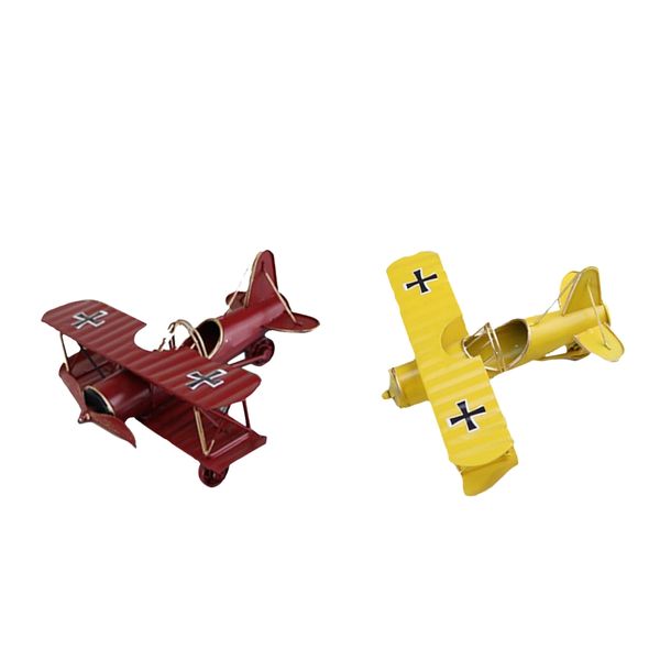

vintage dual wing fighter model diecast aeroplane models yellow/red