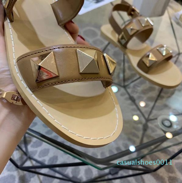 

2020 popular summer designer sandals fashion c brand women casual leather shoes loafers women flip flops 35-39 c11, Black