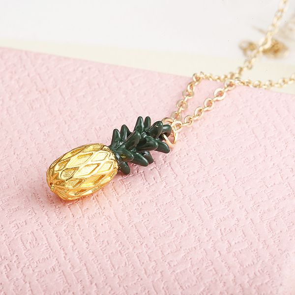 

europe and the united states cross-border new pineapple necklace popular children's fruit accessories alloy paint jewelry, Silver