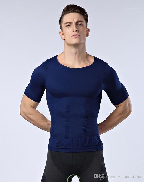 

minus the beer belly short sleeve t-shirt body sculpting mens designer mens body shapers slim moisture, Black;brown