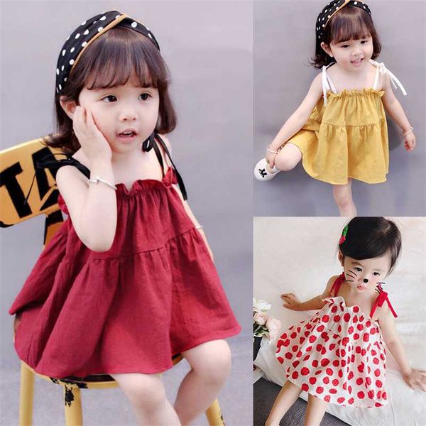 

2020 summer 100% cotton baby girl dress red 1st birthday princess dresses for party wedding 1-5y infant newborn baptism clothes, Red;yellow