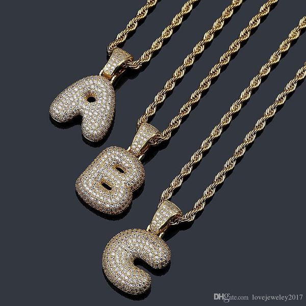 

punk hip hop jewelry iced out chains 26 letters pendant necklace with zircon designer mens 14k gold chains 60cm length couple necklaces, Silver
