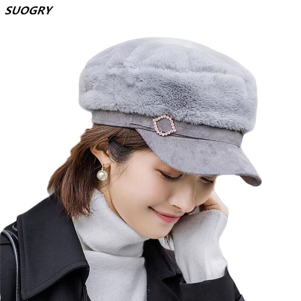 

2019 faux fur fashion fur newsboy hat women beret hats men winter hat outdoor warm caps, Blue;gray