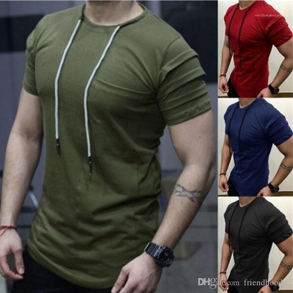 

summer fashion solid ties o-neck casual tees short sleeved designer mens tshirts, White;black