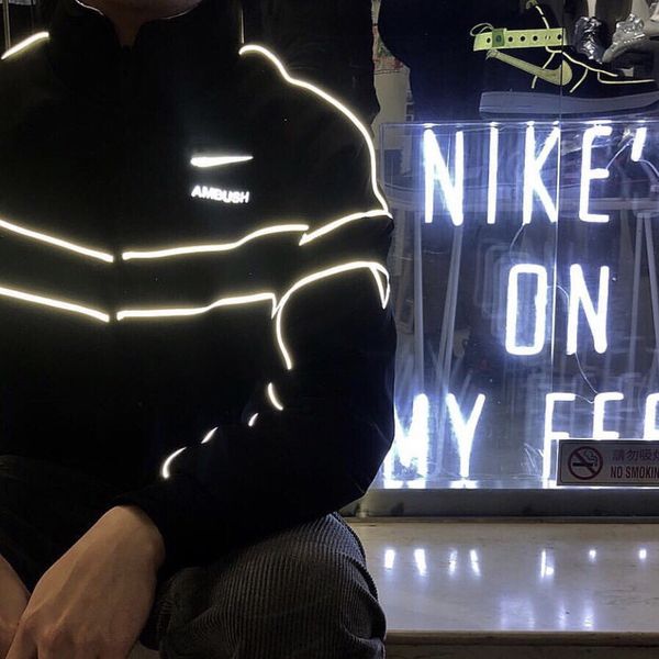 

ambush 19fw засада куртка светоотражающая ветровка двусторонняя одежда повседневная улица хип-хоп пальто мода ab повседневная молния пиджаки, Black;brown