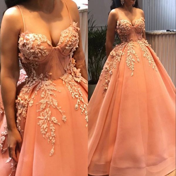 

luxury orange ball gown prom dress floor length lace appliques princess evening gown plus size vestido de noiva custom made, Black