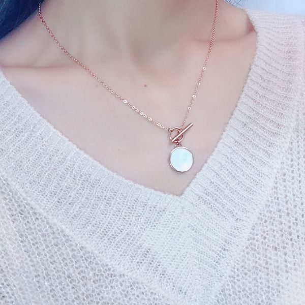 

yun ruo black white double-sided pendant necklace rose gold color titanium steel jewelry woman gift never fade drop shipping, Silver