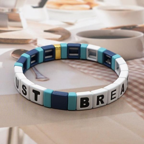 

shinus bracelets for women letter men enamel tile bracelet summer armbanden bohemian femme jewelry stretch ins fashion bracciale, Golden;silver