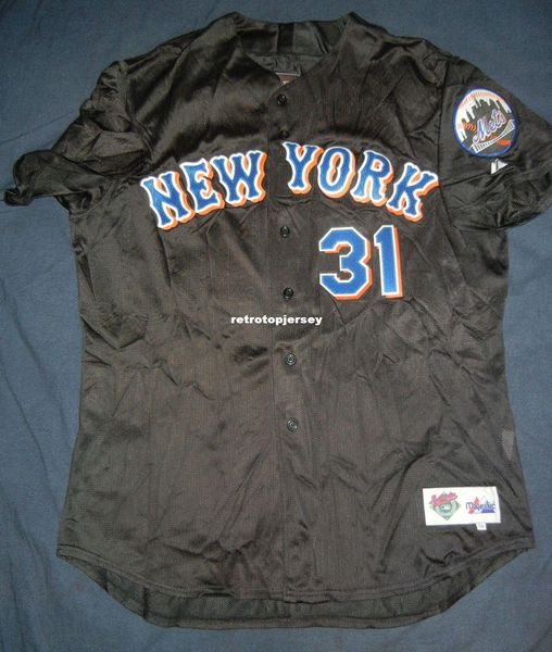 

retro #31 mike piazza majestic new york bp batting practice jersey team issued new mens stitched baseball jerseys, Black;blue