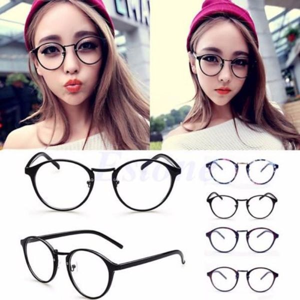 

2020 vintage round reading glasses metal frame retro personality college style eyeglass clear lens eye glasses frames, Black