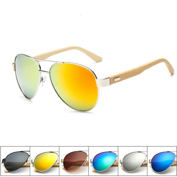 

новые деревянные металлические рамы солнечные очки высокого качества пилот женщин спортивные очки bamboo wood sun galsses для мужчин моды ве, White;black