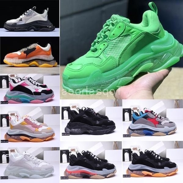 

paris 2019 crystal bottom triple-s leisure shoes triple s luxury dad shoes platform sneakers men women vintage old grandpa trainer 36-45