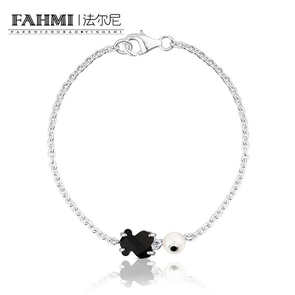 

фахми 100% 925 стерлингового серебра шарма перлы gemstone браслет элегантный сладкие красоты подарок 513631510 оригинальный свадебный подаро, Black