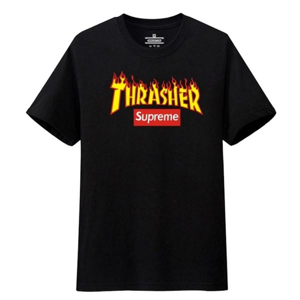 

thrasher мужская футболка мода мужчины женщины роскошные высокое качество с коротким рукавом мужская скейтборд хип-хоп футболка размер 2xs-3, White;black