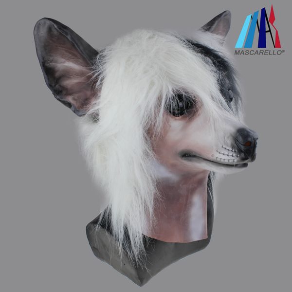 

белый пудель кобель собака латексная маска хэллоуин накладные маскарадные костюмы косплей ну вечеринку маскарадный костюм