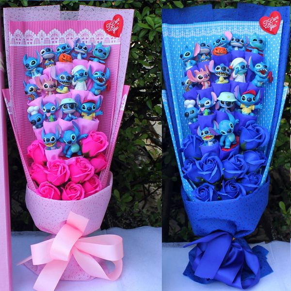 

stitch bouquet of plush toy bouquets plush toy stitch bouquet kawaii valentine toys artificial flowers peony stich