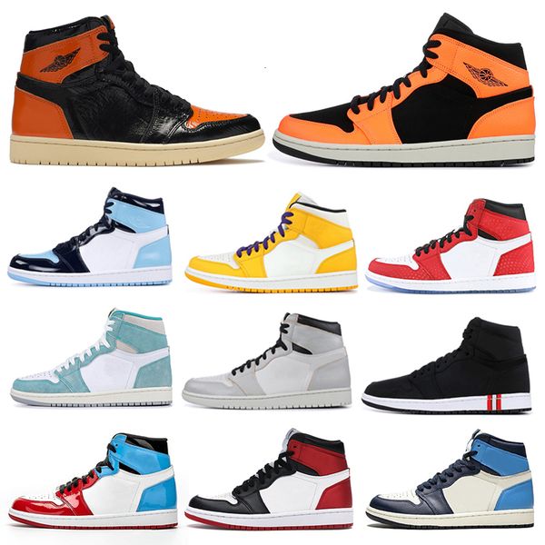 

2020 des chaussures mens basketball shoes 1s obsidian 1 fearless turbo green union spiderman phantom men sport sneaker trainer 7-12